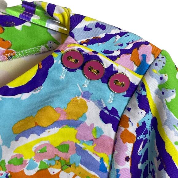 J McLaughlin Top Women's S Boat Neck Catalina Cloth 3/4 Sleeve Colorful Paisley - Picture 9 of 9